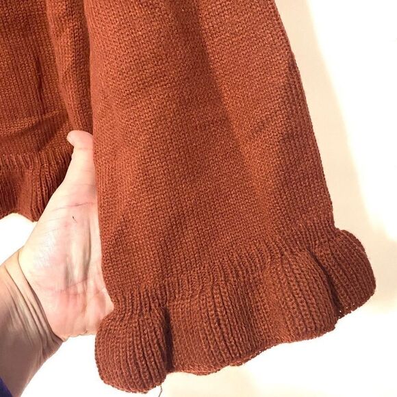 Love Riche Sweater ruffle Autumn colors large rust orange  ruffle sleeve - Picture 3 of 7